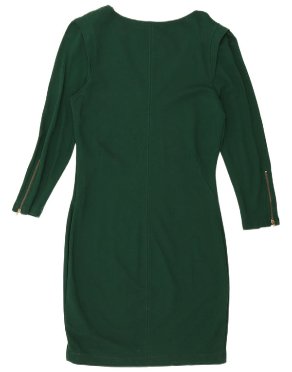 Zara Kvinders 3/4-ærmede Skedekjole UK 18 XL Grøn viskose