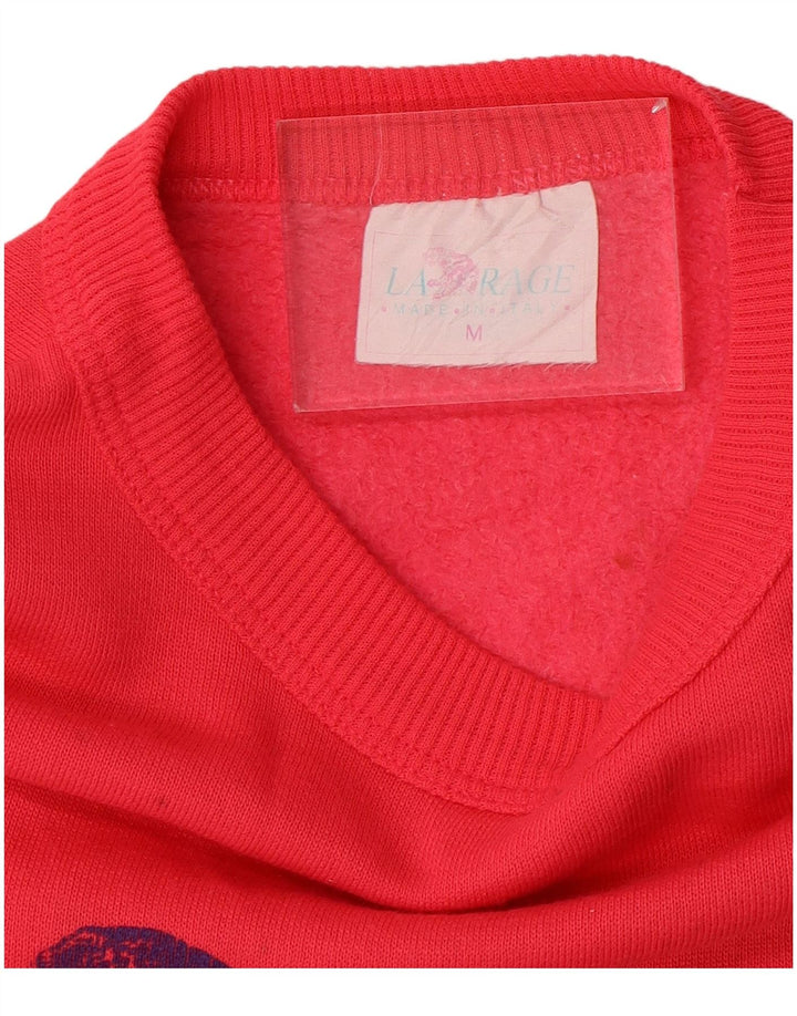 Vintage Herre Grafisk Sweatshirt Jumper Medium Pink Bomuld