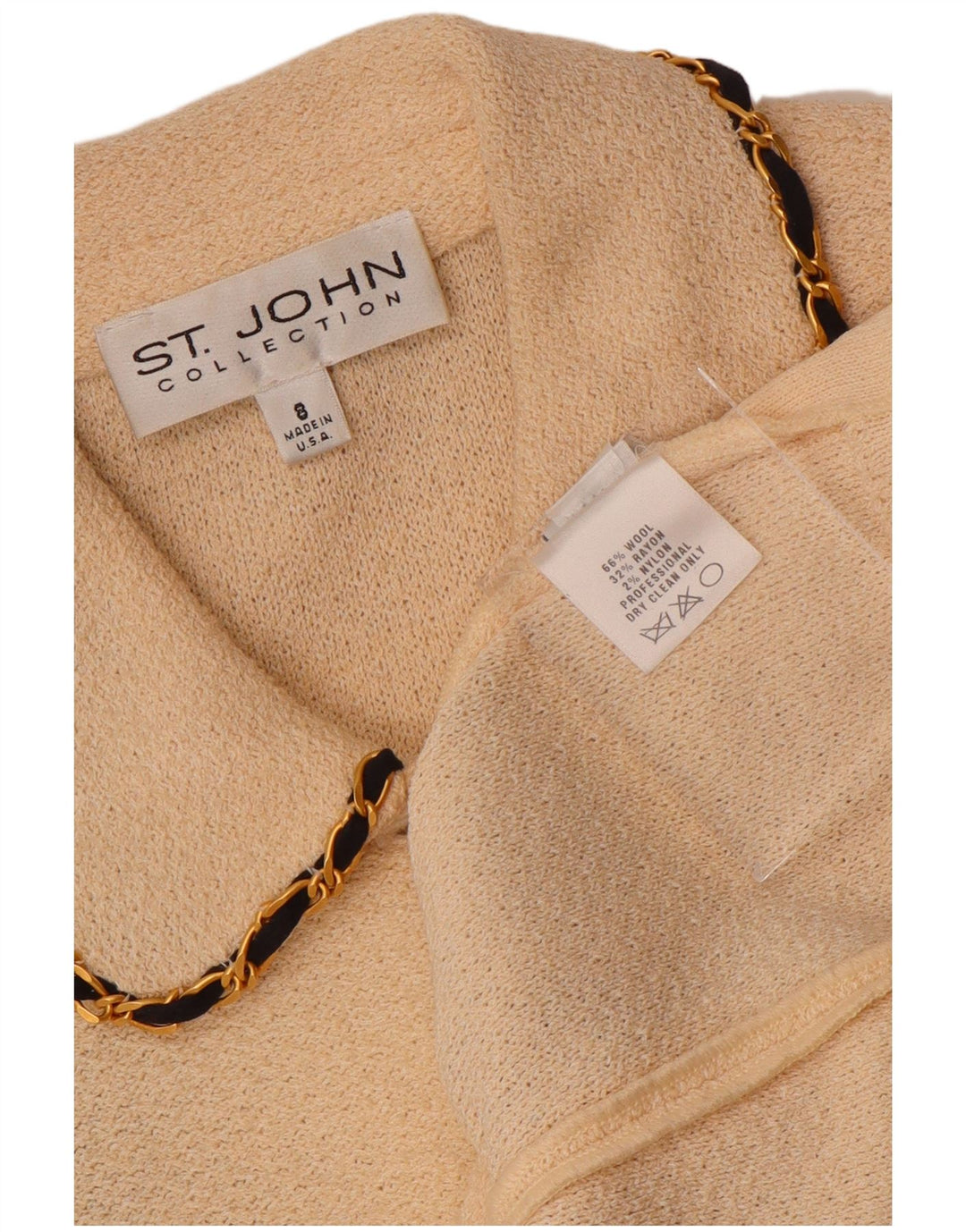 VINTAGE 3/4-ærmet cardigantrøje til kvinder US 8 Medium Off White Uld