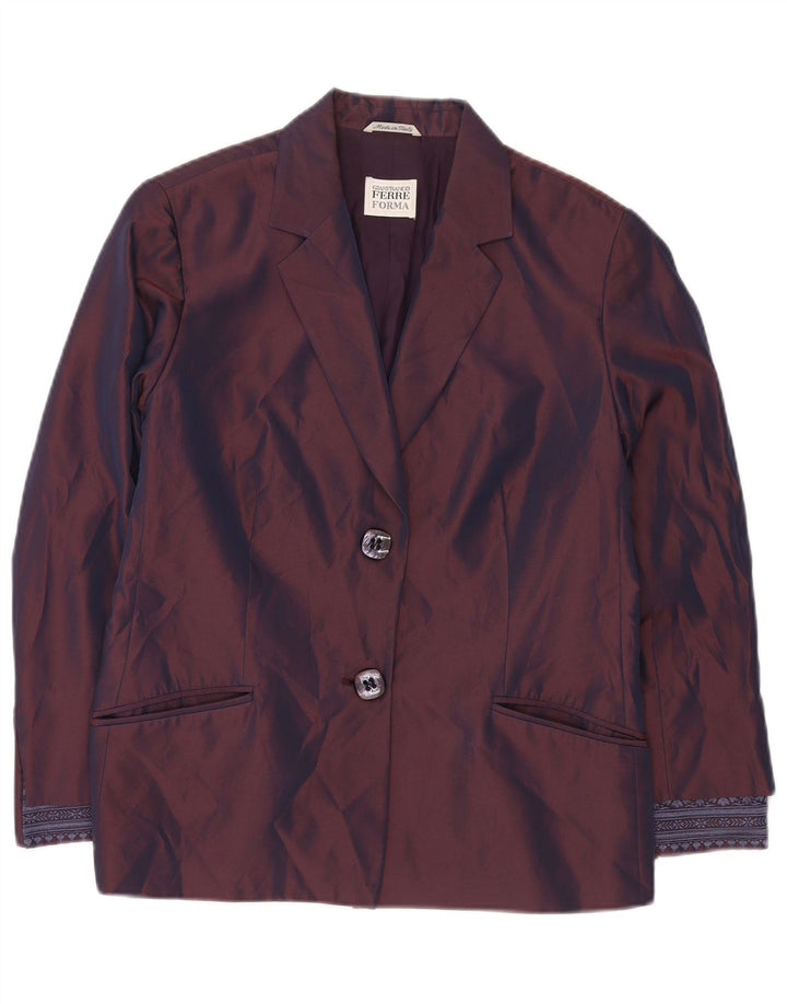 GIANFRANCO FERRE Dame 2-knaps blazerjakke UK 16 Large Purple Floral