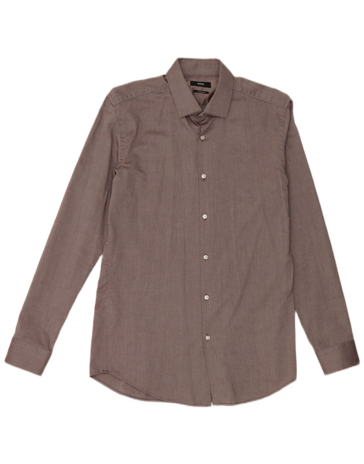 Hugo Boss Herre Extra Slim Fit Skjorte Størrelse 40 15 1/2 Medium Grå Bomuld