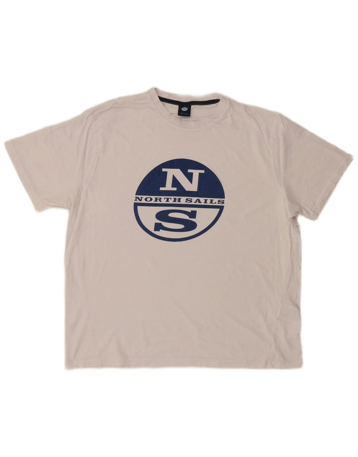 North Sails Herre Grafisk T-Shirt Top Stor Hvid Bomuld
