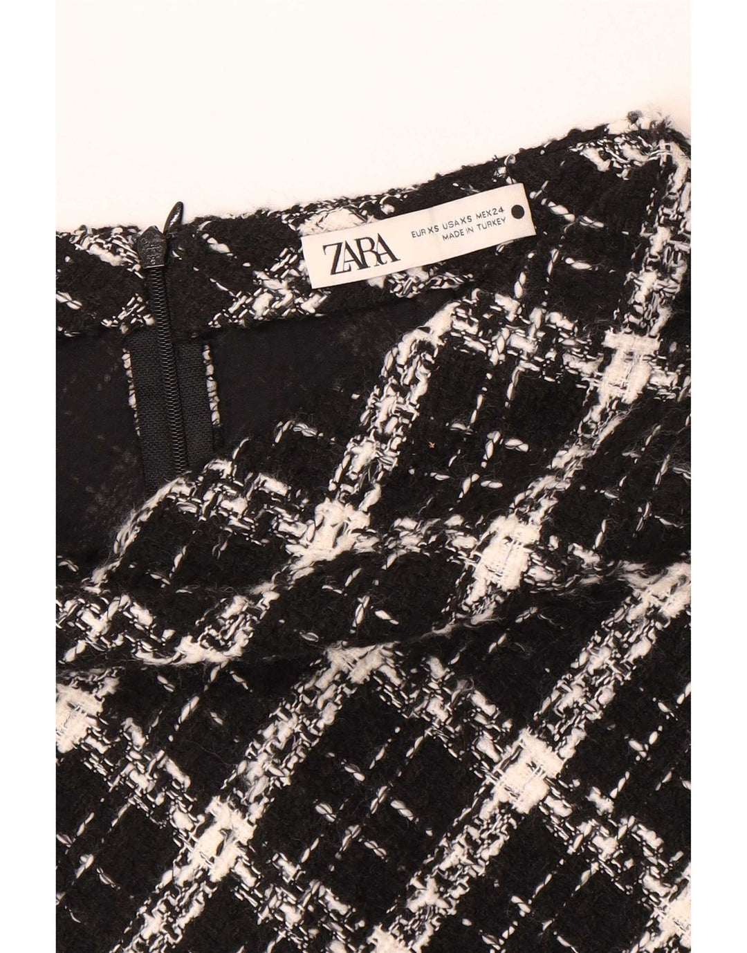 Zara Mini-nederdel til kvinder XS W24 Sort ternet