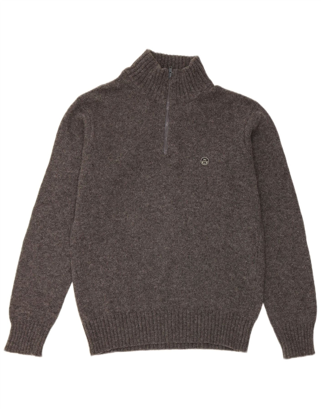 North Sails Herre Zip Neck Jumper Sweater Large Grå Flecked