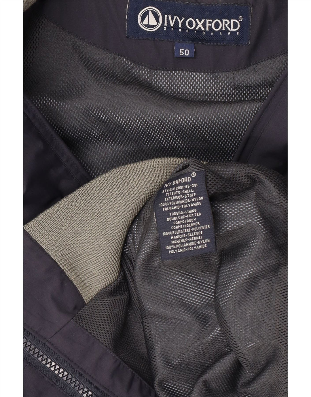 Ivy Oxford Herre Bomber Jacket IT 50 Large Navy Blue Colourblock Polyamid