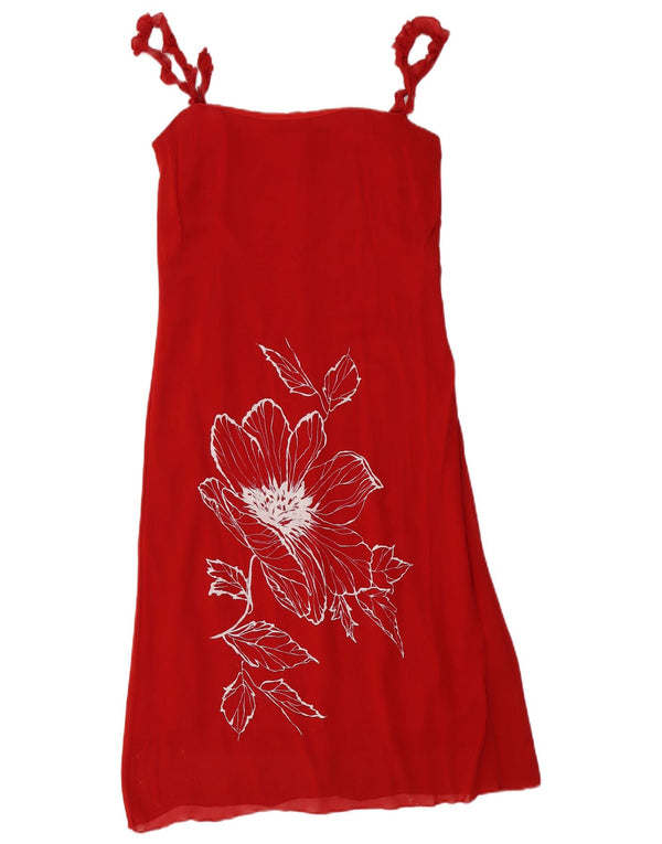Valentino Womens Slip Dress UK 10 Small Red Floral Synthetic