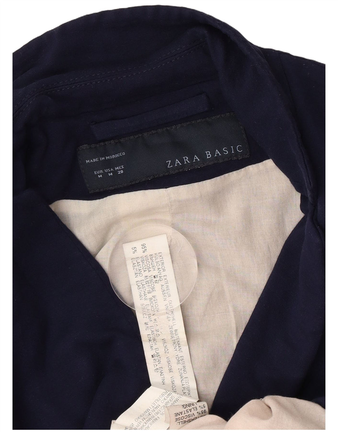 Zara Dame 1 Knap Blazer Jacket UK 12 Medium Navy Blue Viscose