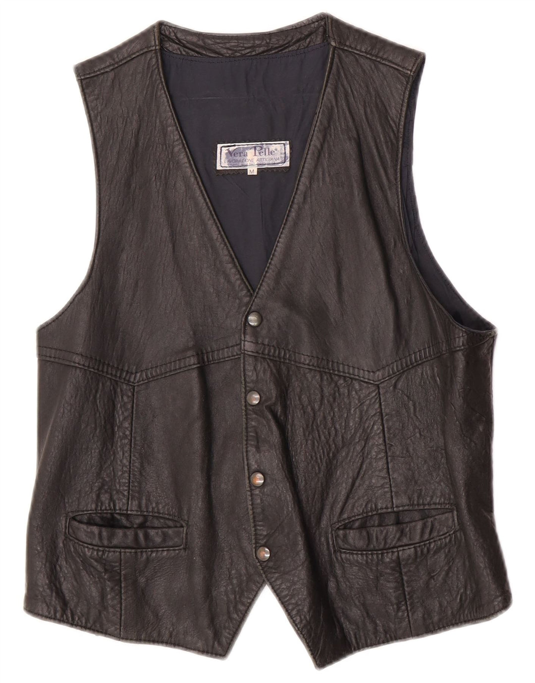 Vintage herre læder vest mellem sort læder