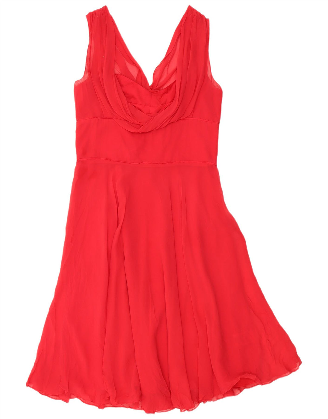 Ted Baker Dame Ærmeløs A-Line Kjole Størrelse 4 Large Red Silk