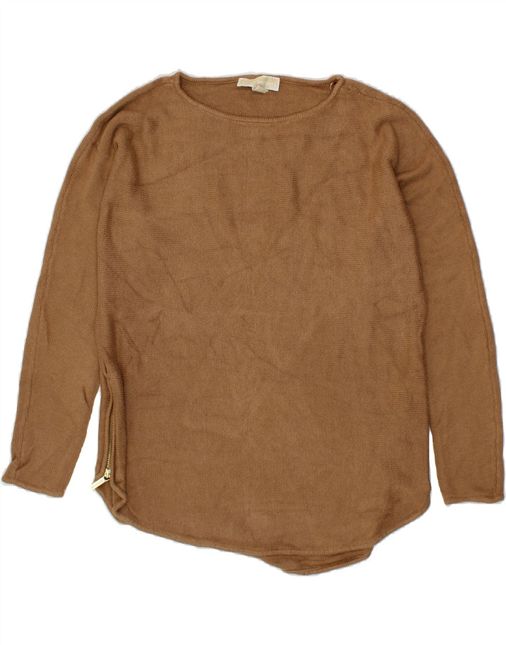 MICHAEL KORS Womens Boat Neck Jumper Sweater UK 14 Medium Brown Vintage Michael Kors and Second-Hand Michael Kors from Messina Hembry 