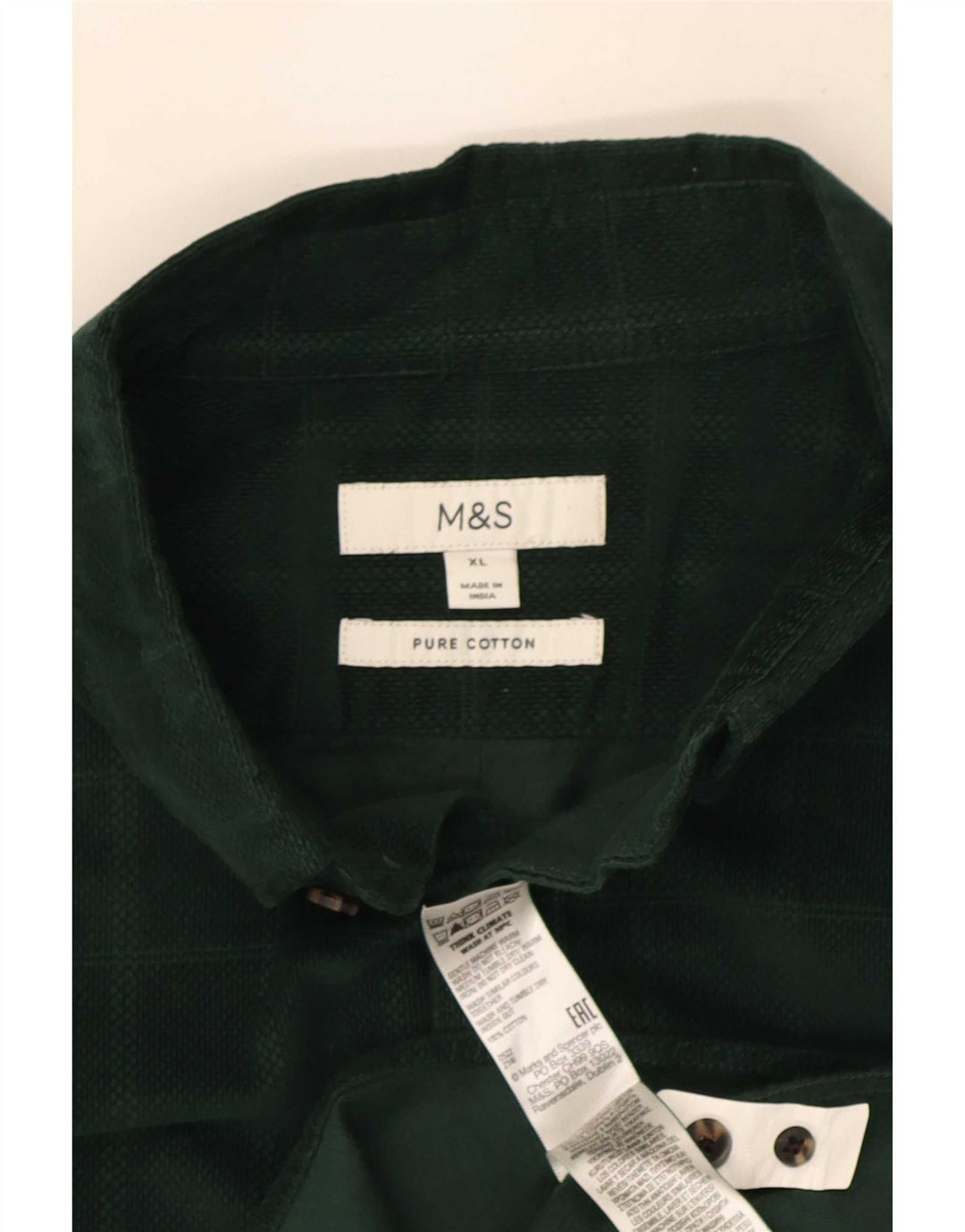 Marks & Spencer herreskjorte XL grøn ternet bomuld