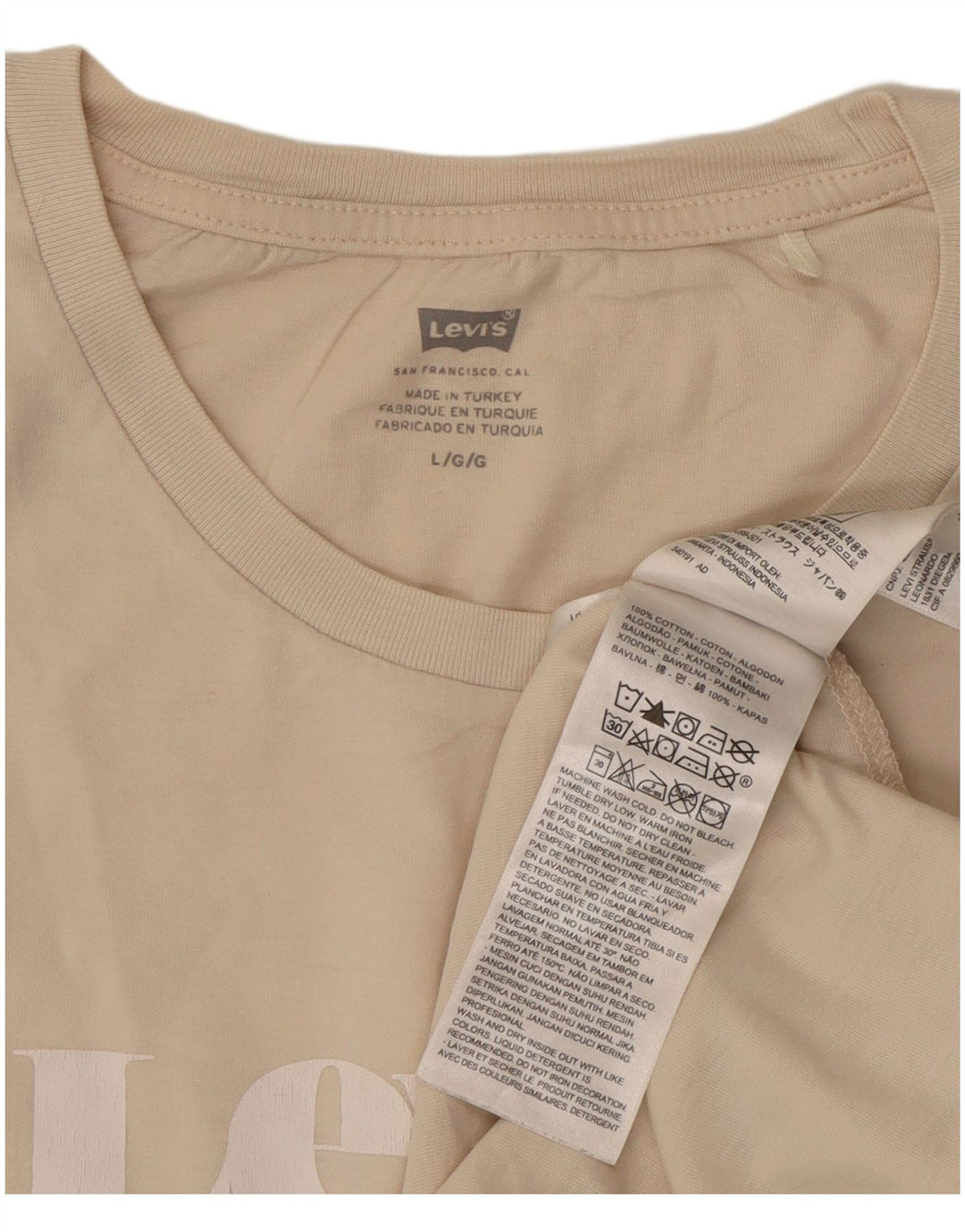 Levi's Grafisk T-shirt top til kvinder, stor beige bomuld