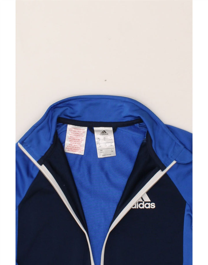 ADIDAS Boys Tracksuit Top Jacket 7-8 Years Blue Colourblock Polyester Vintage Adidas and Second-Hand Adidas from Messina Hembry 