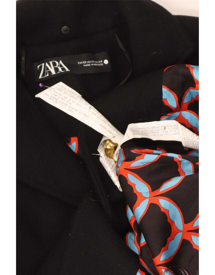Zara Dame Overfrakke UK 6 XS Sort Uld