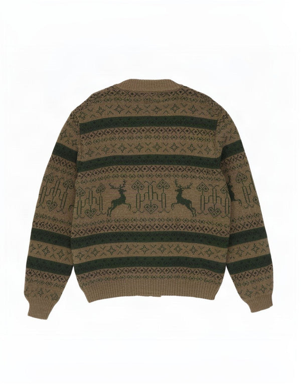 St. Peter Trachten Herre Cardigan Sweater Medium Khaki Fair Isle Akryl