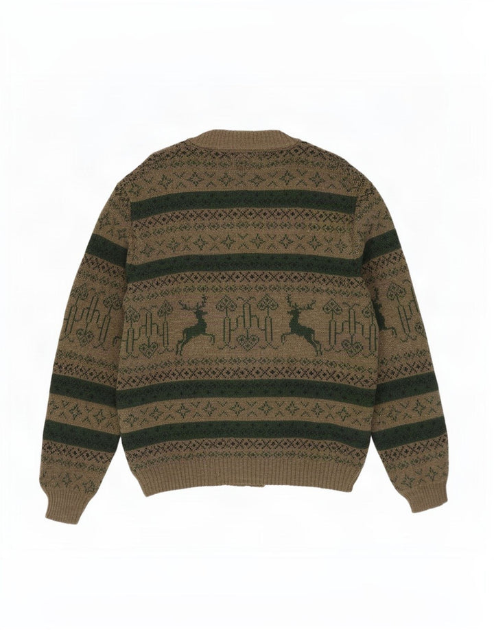 St. Peter Trachten Herre Cardigan Sweater Medium Khaki Fair Isle Akryl