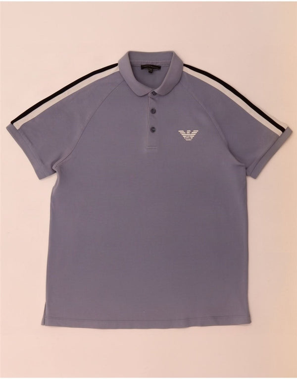 Emporio Armani Boys Polo Shirt 13-14 år Blå Colourblock Bomuld