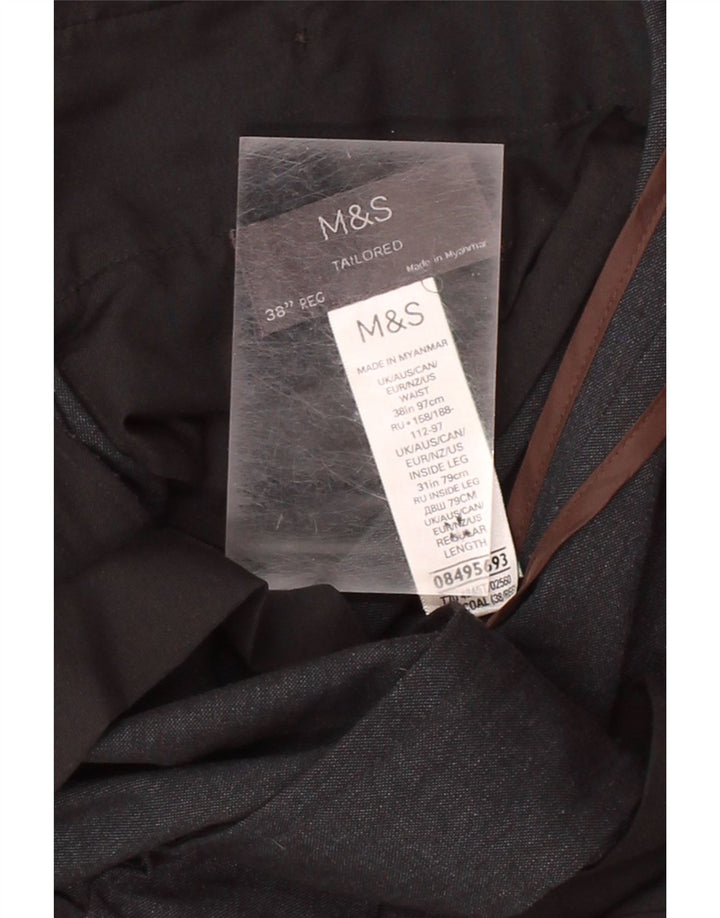 MARKS & SPENCER Mens Tailored Slim Casual Trousers W38 L31 Navy Blue Vintage Marks & Spencer and Second-Hand Marks & Spencer from Messina Hembry 