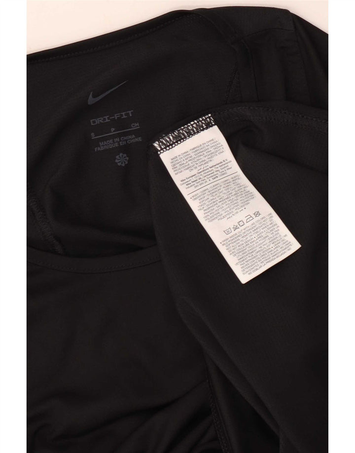Nike Dame Dri Fit T-Shirt Top UK 10 Small Black Polyester
