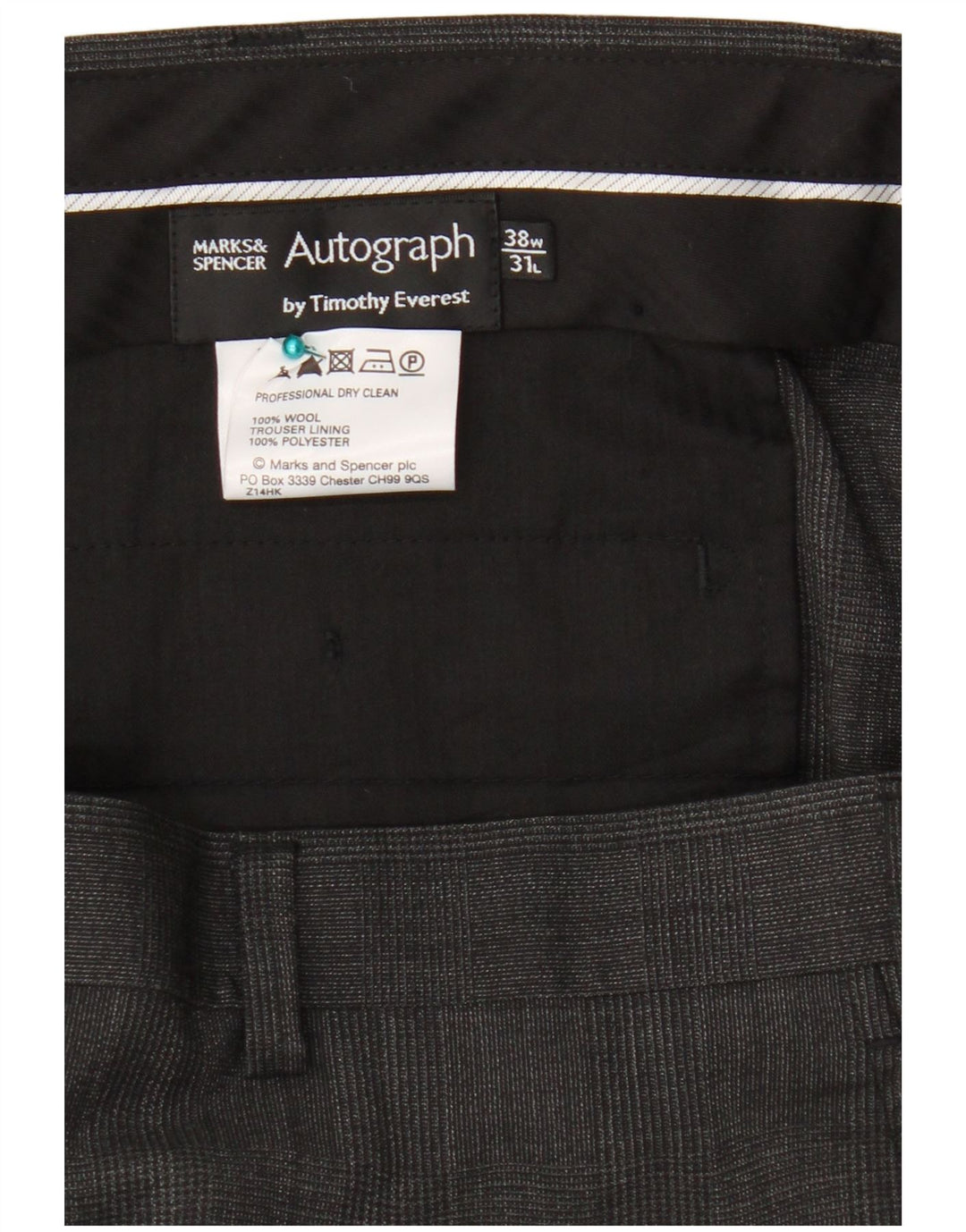Marks & Spencer Herre Autograph Straight Suit Bukser W38 L31 Grå Uld