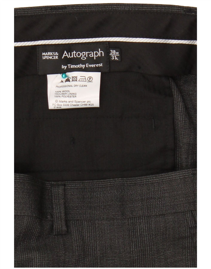 Marks & Spencer Herre Autograph Straight Suit Bukser W38 L31 Grå Uld