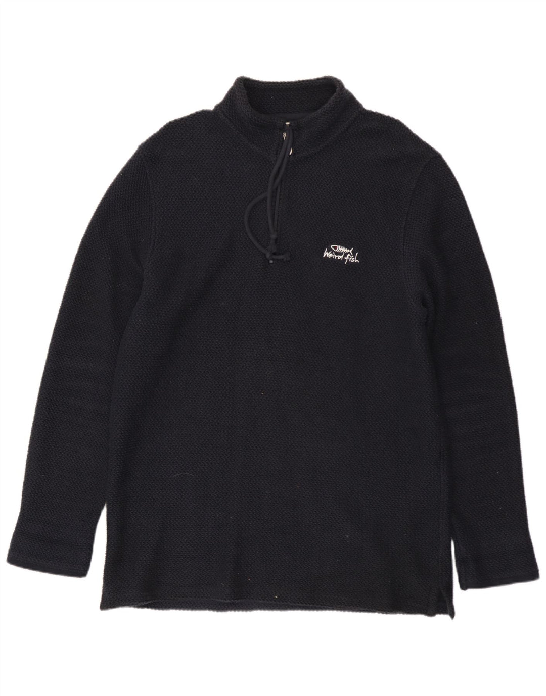 Weird Fish Herre Zip Neck Sweatshirt Jumper Large Navy Blue Bomuld
