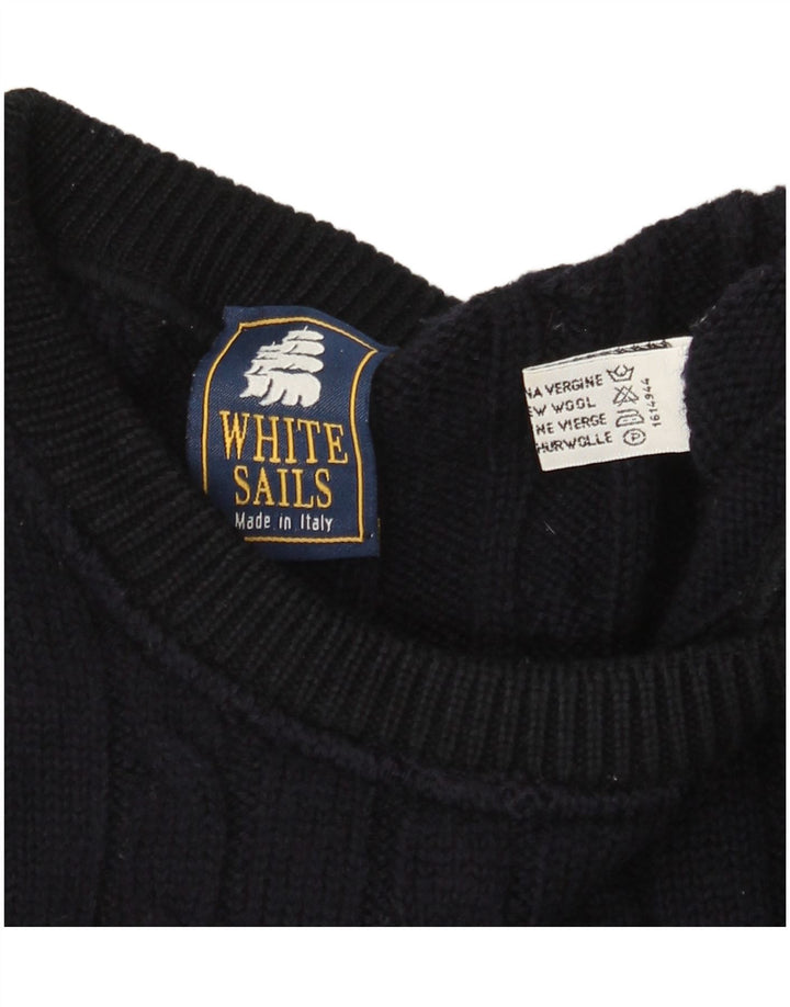 Hvide Sejl Herre Crew Neck Jumper Sweater Stor Marineblå Uld
