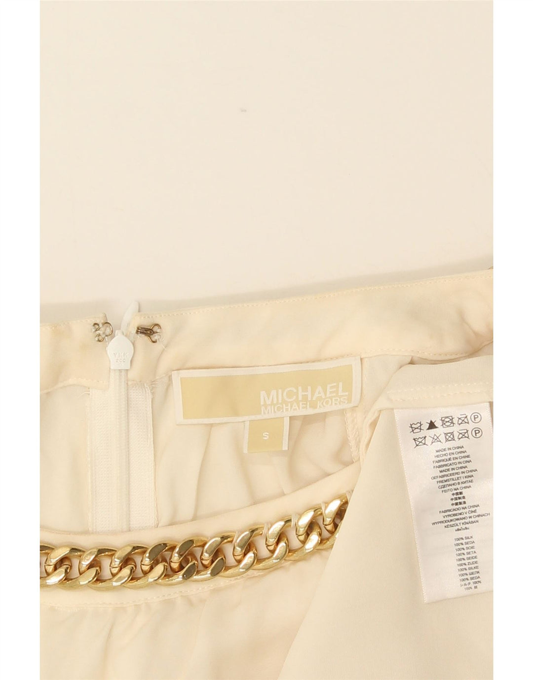 Michael Kors Dame ærmeløs bluse Top UK 10 Small Off White Silke