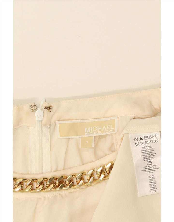 Michael Kors Dame ærmeløs bluse Top UK 10 Small Off White Silke
