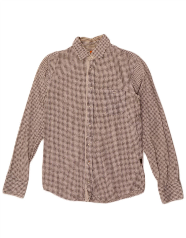 Hugo Boss Slim Fit skjorte til mænd, lille hvid Houndstooth
