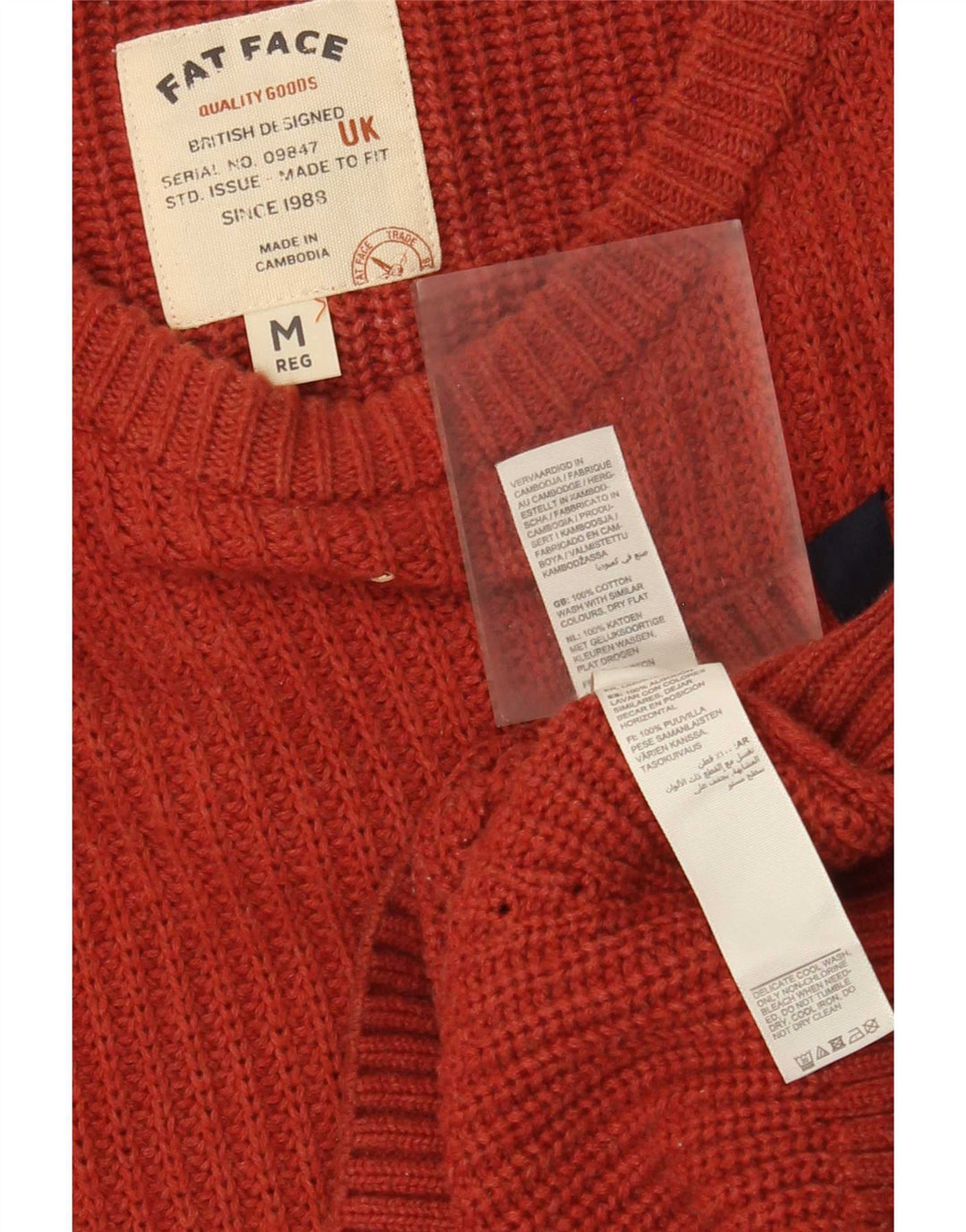 Fat Face Herre Boat Neck Jumper Sweater Medium Rød Bomuld