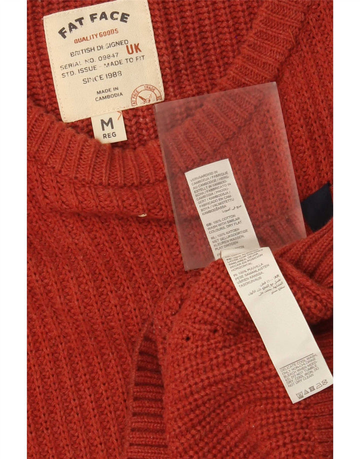 Fat Face Herre Boat Neck Jumper Sweater Medium Rød Bomuld