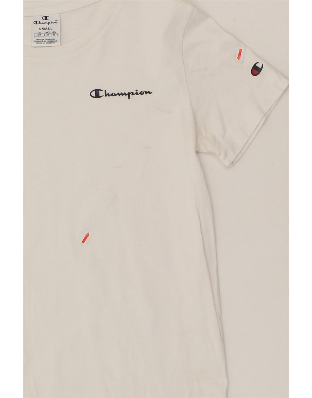 CHAMPION Womens T-Shirt Top UK 10 Small White Vintage Champion and Second-Hand Champion from Messina Hembry 