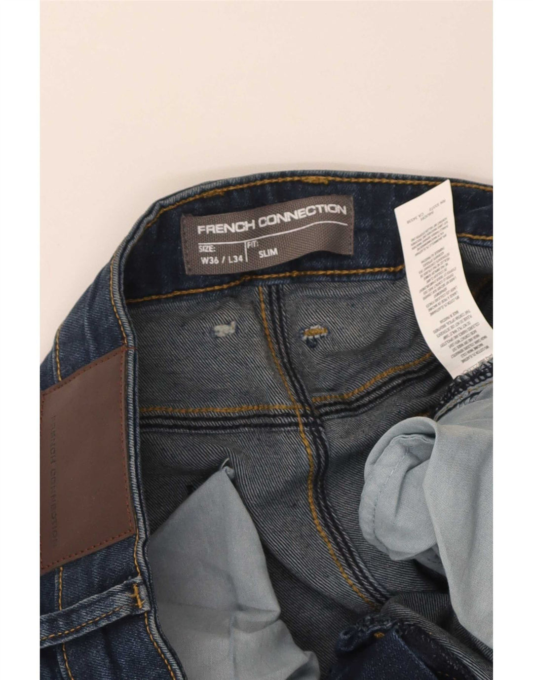 French Connection Slim Jeans til mænd W36 L34 blå bomuld