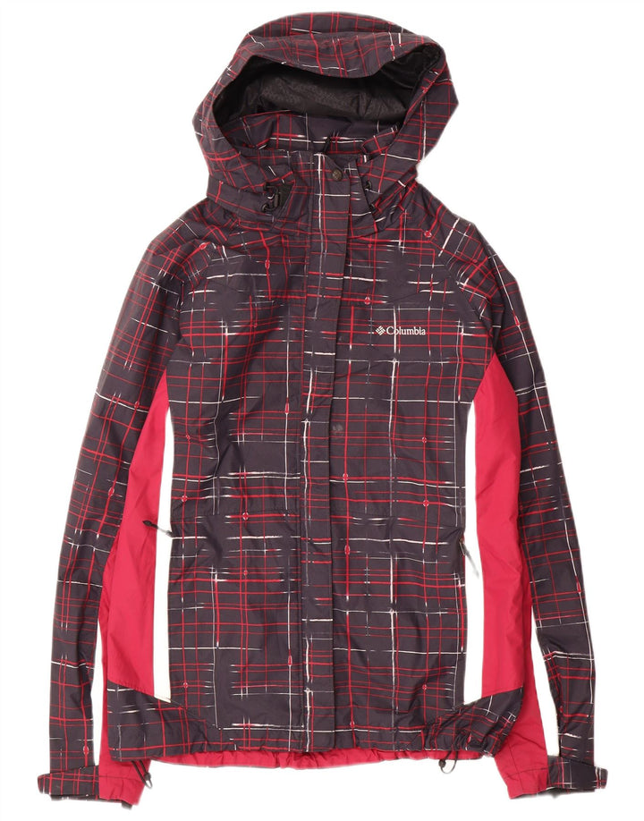 Columbia Womens Interchange Hooded Rain Jacket UK 14 Medium Black Check