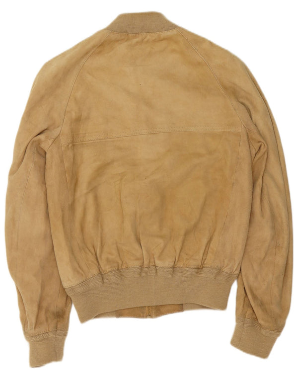 Vintage herre ruskind bomberjakke IT 48 Medium Beige Læder