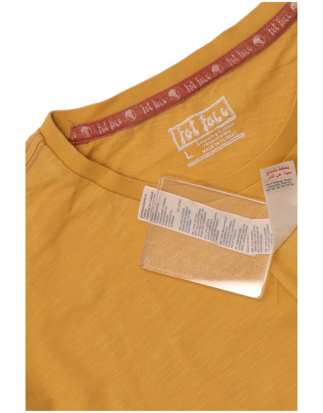 Fat Face Herre Grafisk T-Shirt Top Stor Gul Bomuld