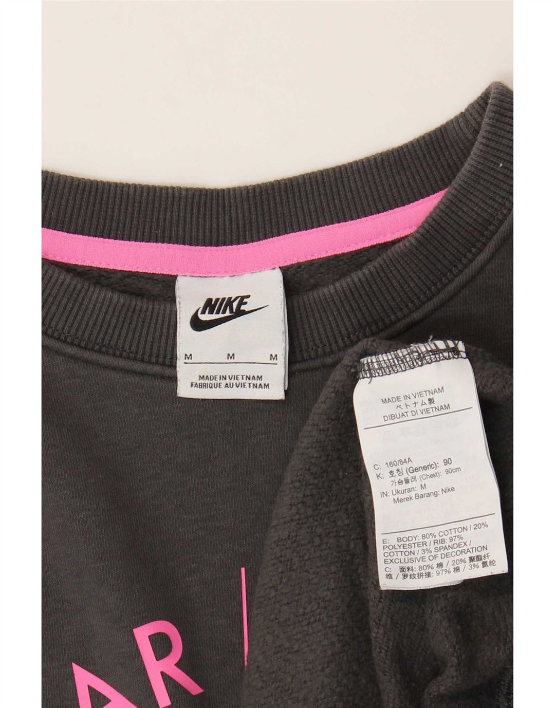 Nike Womens Graphic Oversized Sweatshirt Jumper UK 14 Medium Grey Bomuld