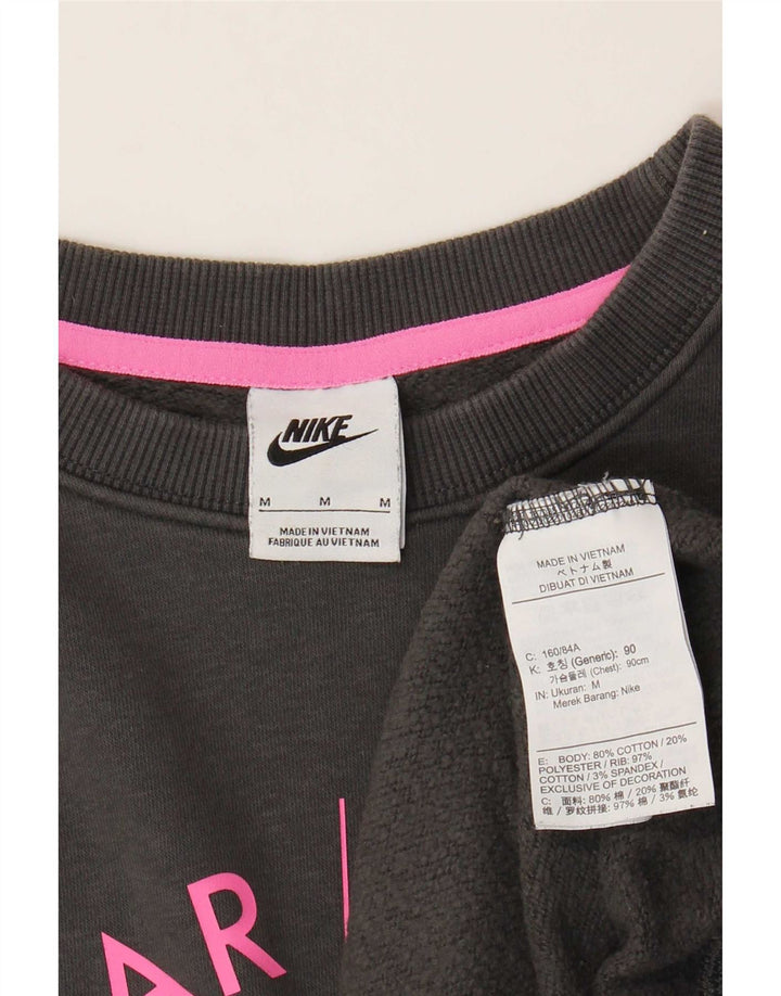 Nike Womens Graphic Oversized Sweatshirt Jumper UK 14 Medium Grey Bomuld