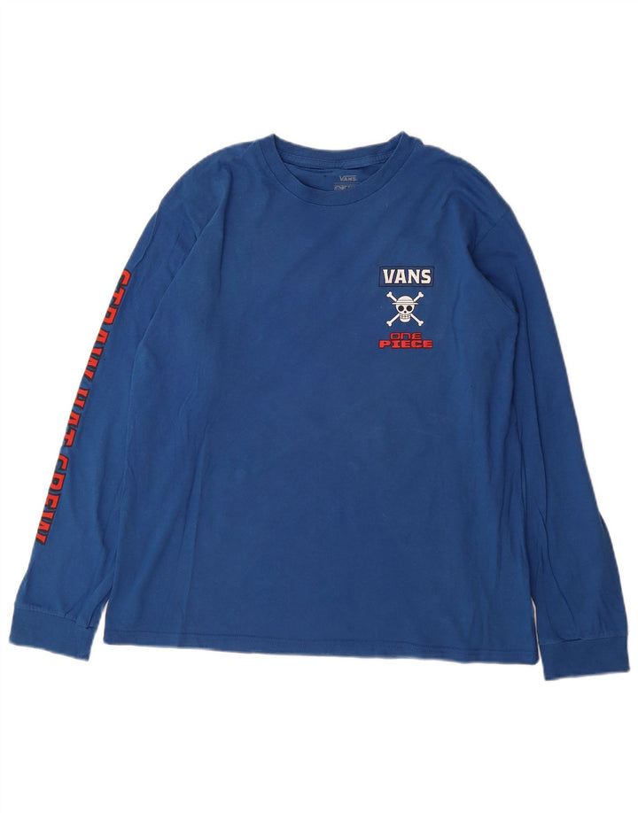 VANS Boys Straw Hat Crew Grafisk Top Langærmet 14-15 år XL Blå
