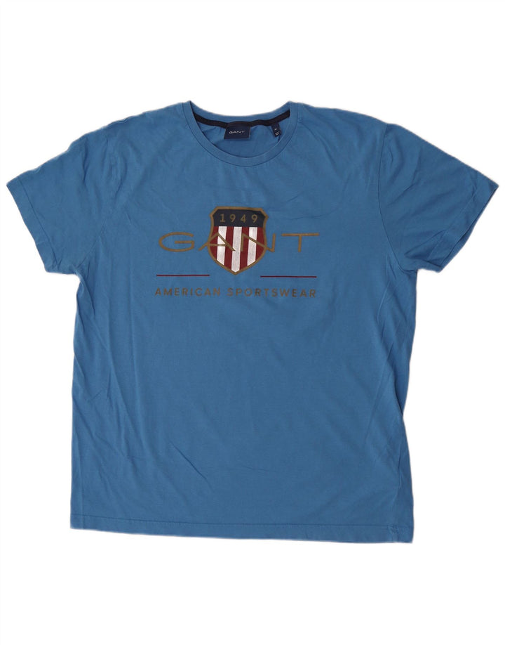 Gant Herre Grafisk T-Shirt Top XL Blå Bomuld