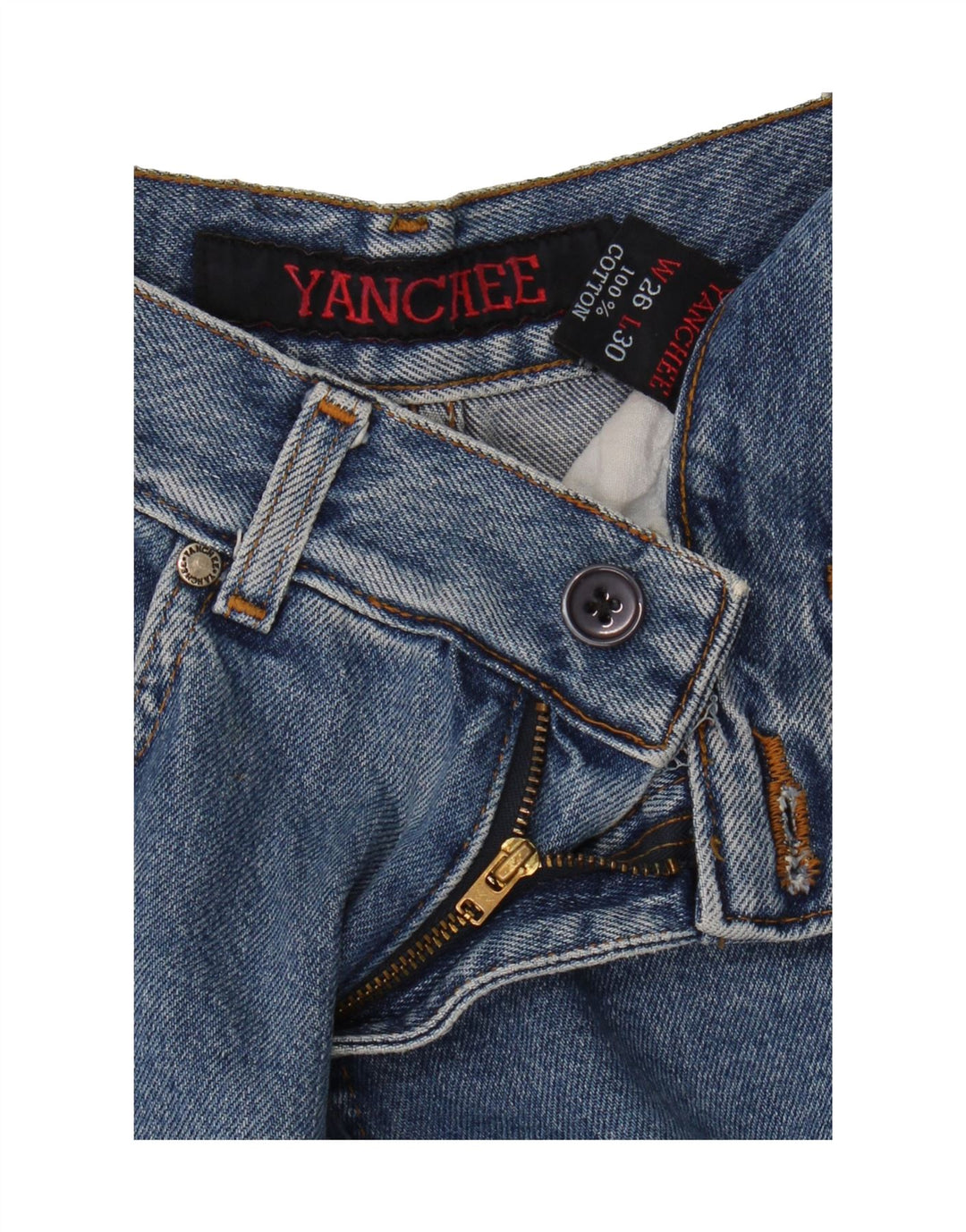 VINTAGE Womens Straight Jeans W26 L30 Blue Cotton Vintage Vintage and Second-Hand Vintage from Messina Hembry 