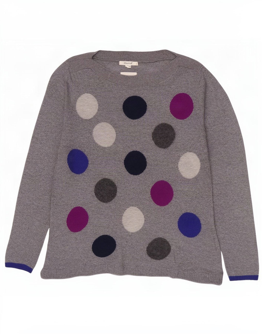 White Stuff Womens Boat Neck Jumper Sweater UK 10 Small Grey Geometric