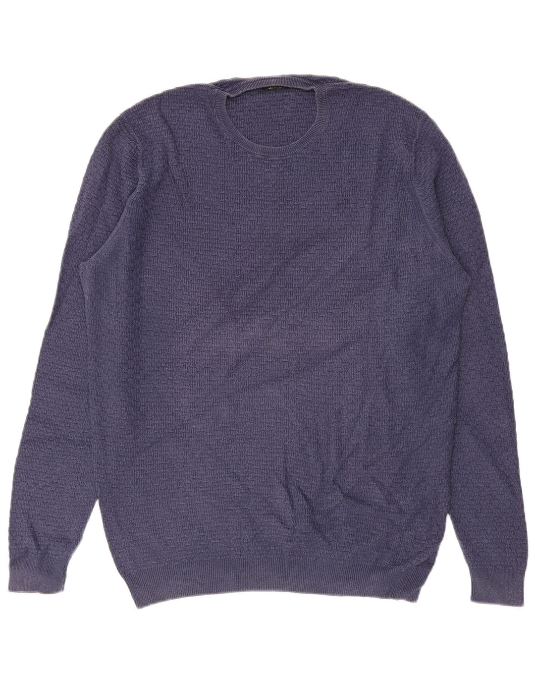MASSIMO DUTTI Herre sweater med rund hals XL blå bomuld