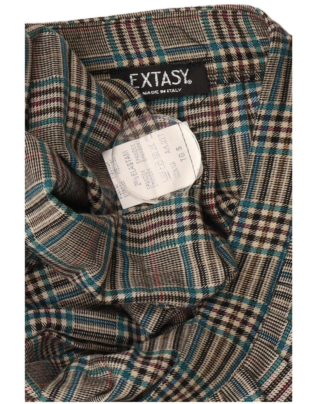 Vintage kvindekniv plisseret nederdel lille W28 grå plaid polyester