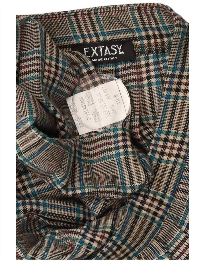 Vintage kvindekniv plisseret nederdel lille W28 grå plaid polyester