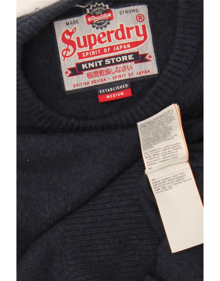 SUPERDRY Herre sweater med rund hals, medium marineblå uld