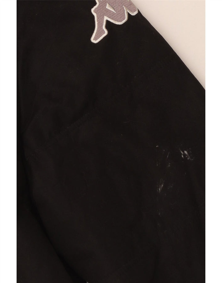 Kappa Herre Graphic Hooded Windbreaker Coat UK 38 Medium Black Polyester