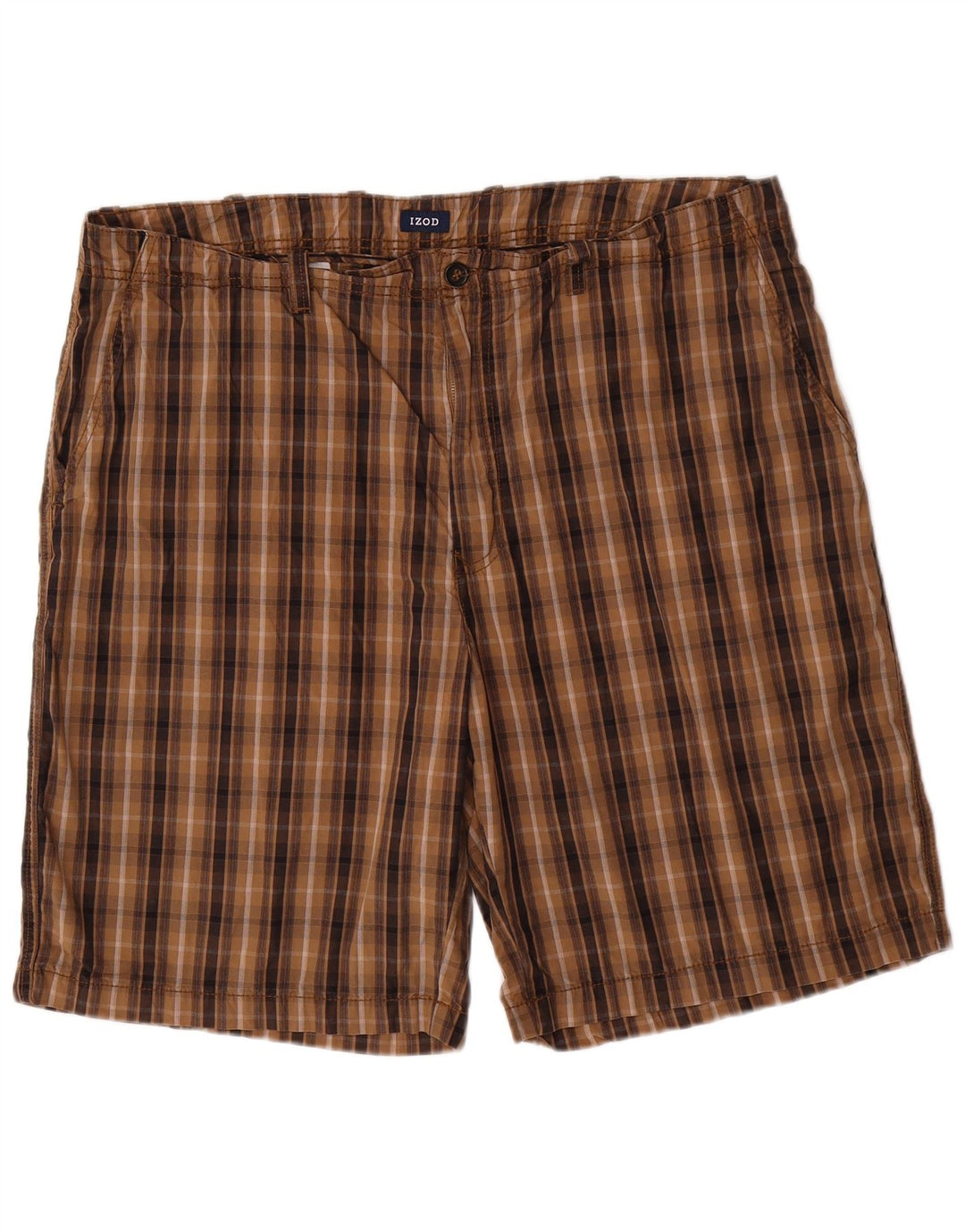 IZOD Chino Shorts til mænd W40 XL brun ternet bomuld