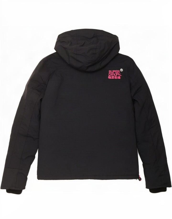 Superdry vindjakke til kvinder med hætte vindjakke UK 14 Medium Sort